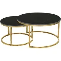 Caius Round Nesting Coffee Tables - Black, Ceramic