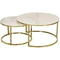 Caius Round Nesting Coffee Tables - White, Ceramic