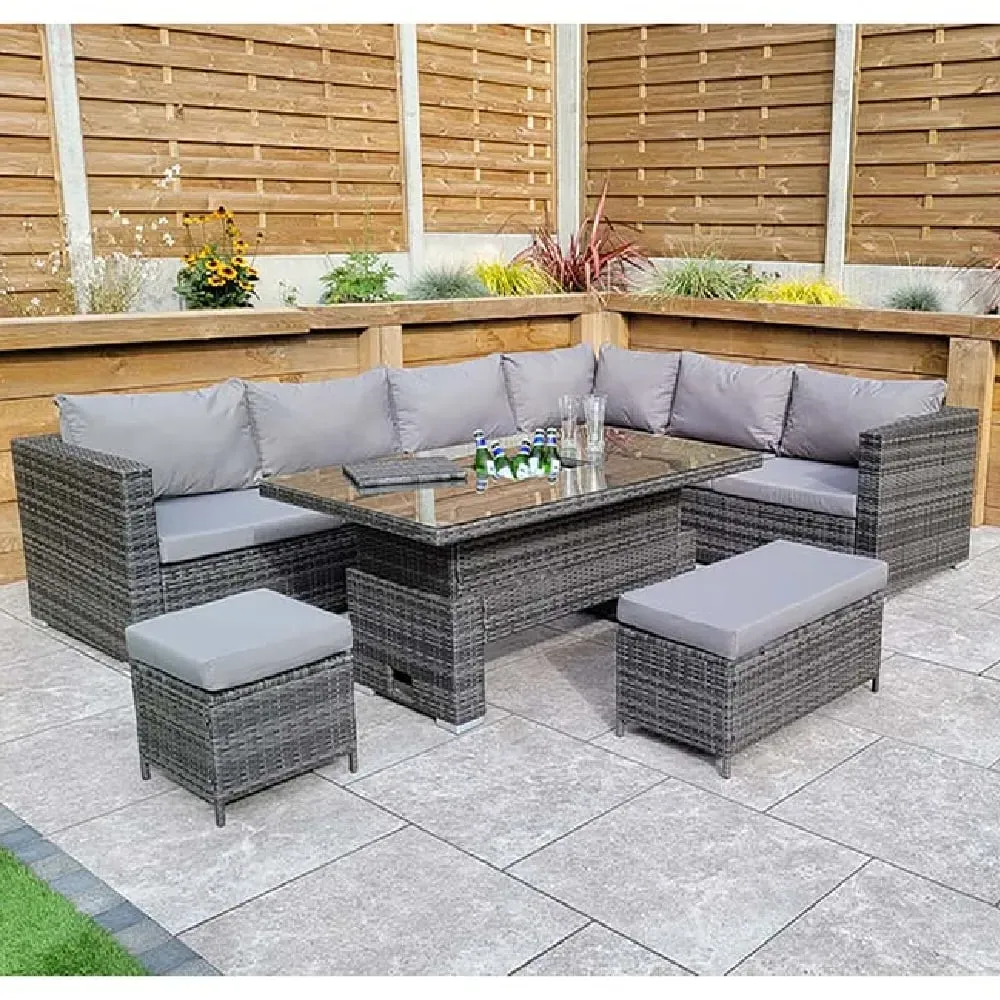 Calabar Corner Dining Set with Lift Up Table - Grey, Rattan image