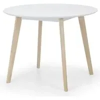 Calah Round Dining Table - White, Oak