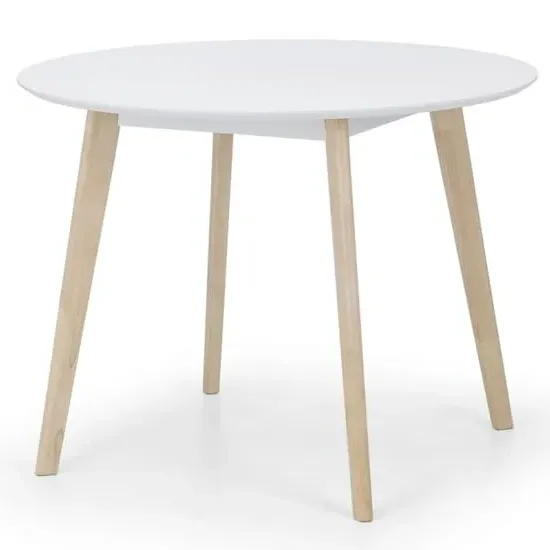 Calah Round Dining Table - White, Oak