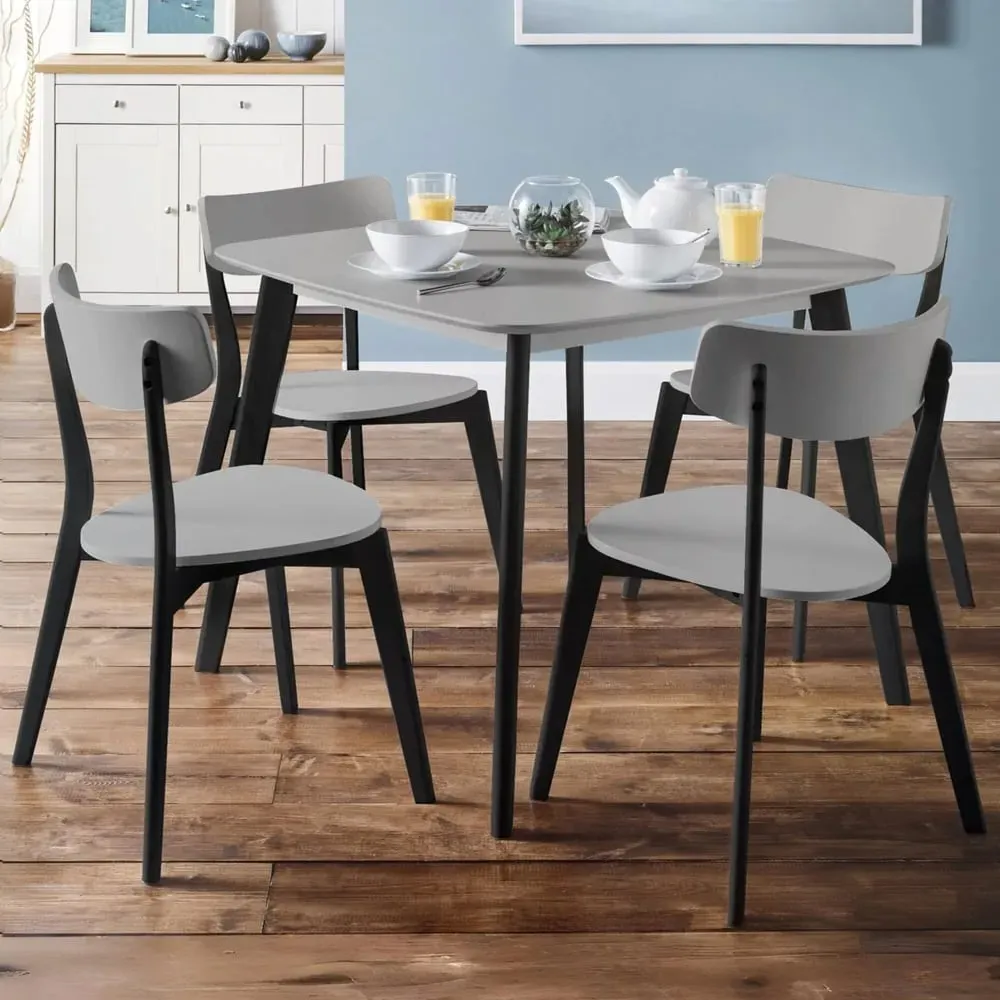 Calah Square Dining Table and 4 Chairs - Grey, Wood product