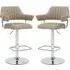 Calais Bar Stools with Chrome Base - Mink, Leather