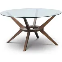Calderon Round Glass Top Dining Table - Walnut