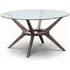 Calderon Round Glass Top Dining Table - Walnut