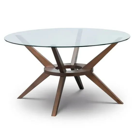 Calderon Round Glass Top Dining Table - Walnut