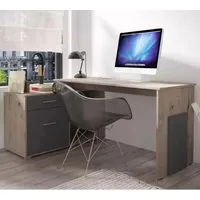 Caldwell Corner Laptop Desk with 2 Shelves - Wellington Oak