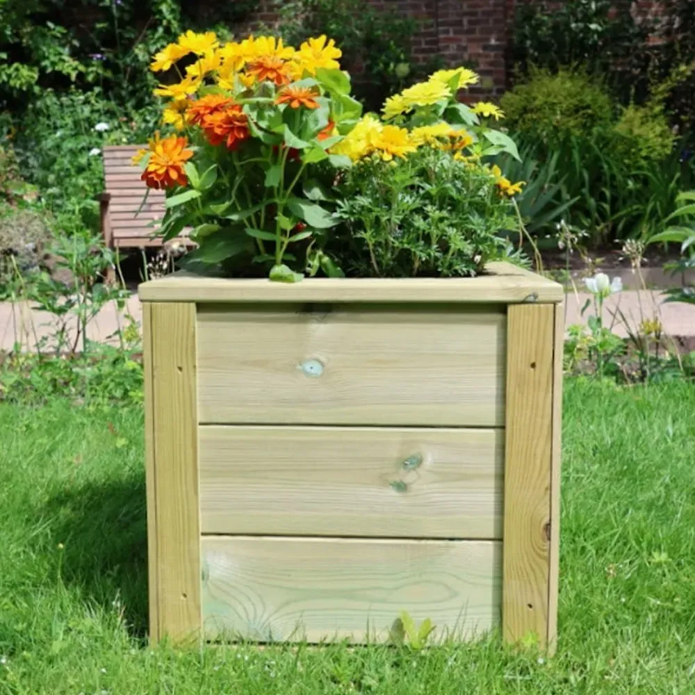Caledonian Square Garden Planter - Light Oak, FSC Certified Wood product