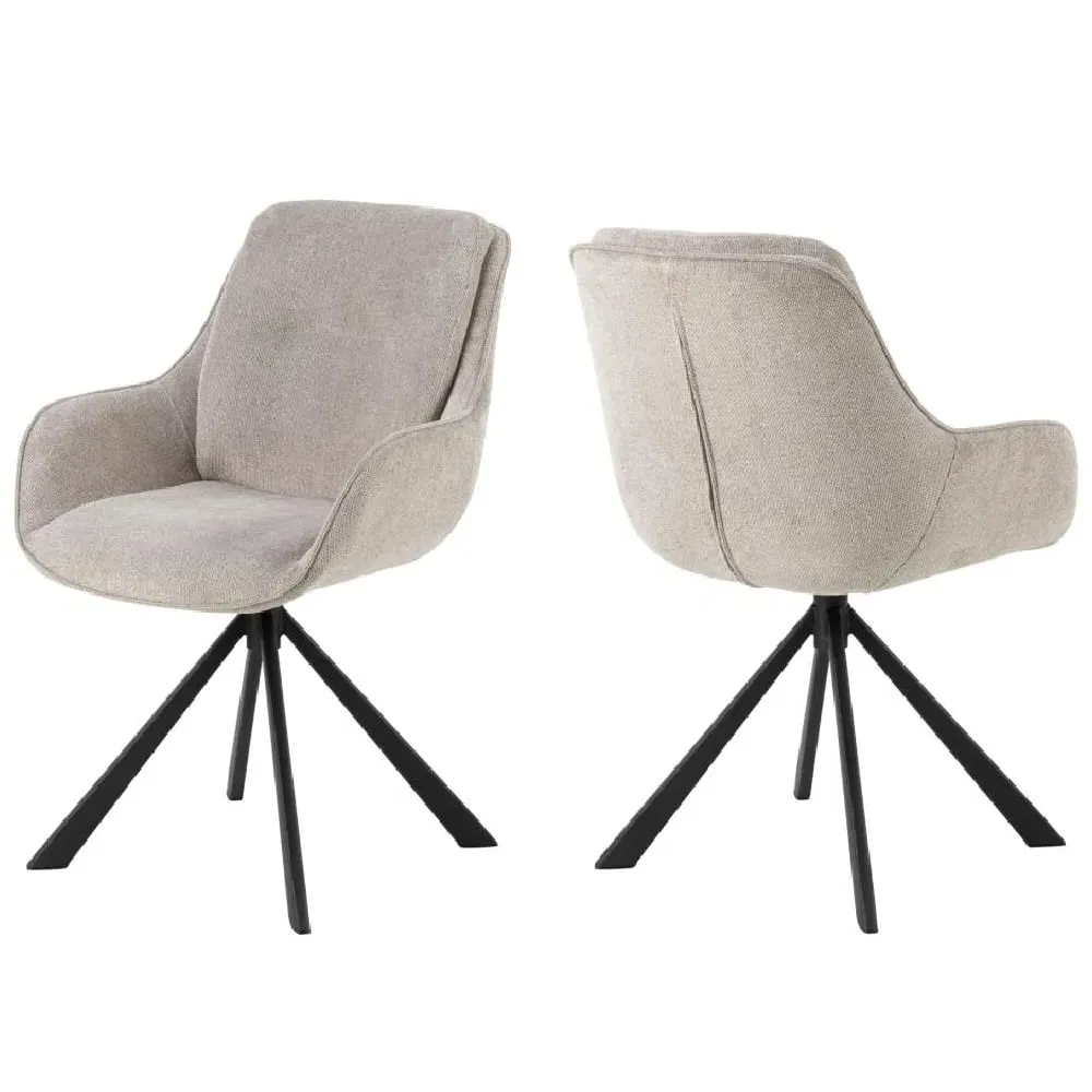 Calgary Dining Chairs with Swivel - Sand, Fabric