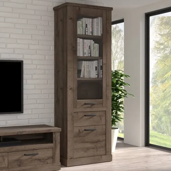 Calgary Display Cabinet with 2 Doors - Tabak Oak