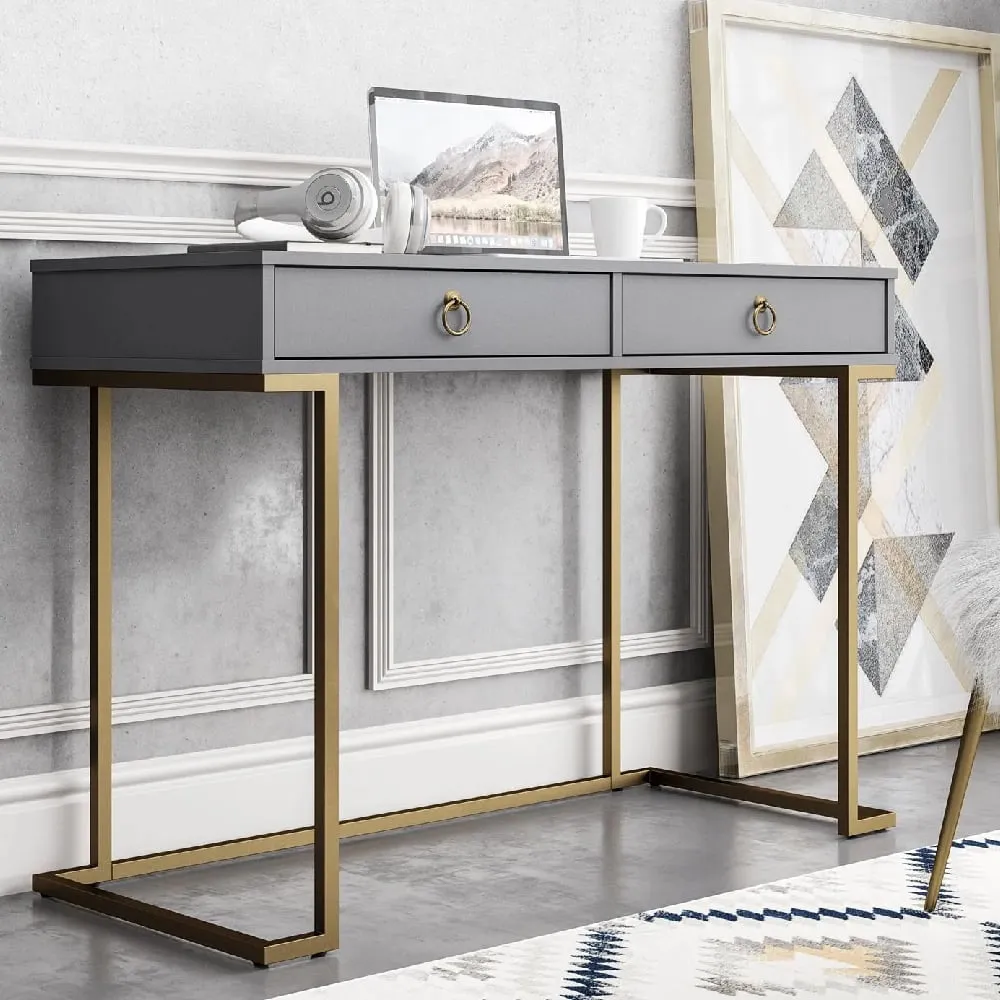 Calgary Laptop Desk with Gold Frame - Graphite Grey