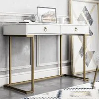 Calgary Laptop Desk with Gold Frame - White