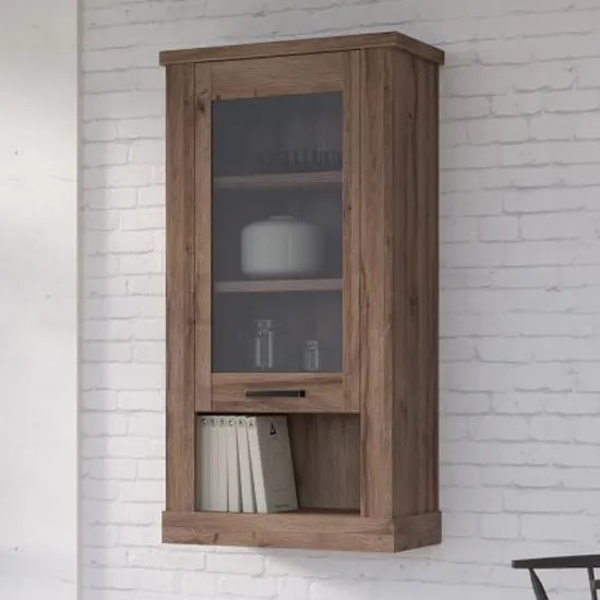 Calgary Wall Display Cabinet with 1 Door - Tabak Oak
