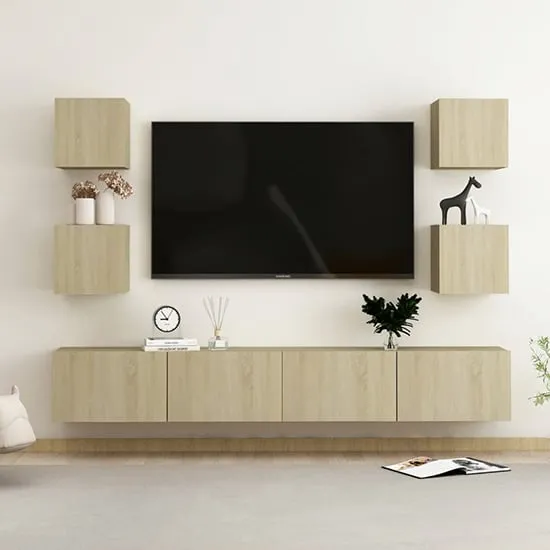 Calgary Wall Hung Entertainment Unit - Sonoma Oak, Engineered Wood product