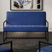 Calhoun 2-Seater Sofa with Metal Frame - Blue, Velvet