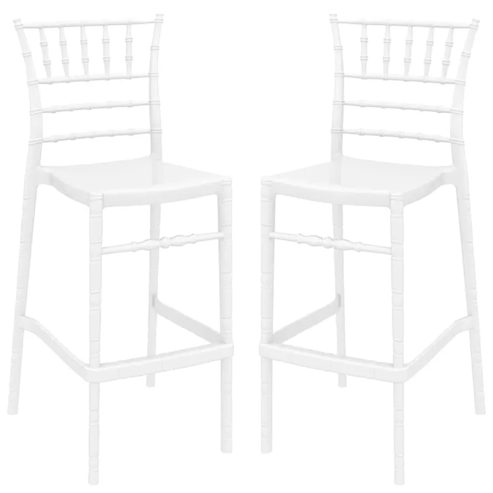 Calhoun Bar Stools Pair - White, Polycarbonate