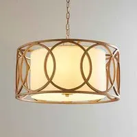 Calhoun Cylindrical Pendant Light - Gold, Fabric