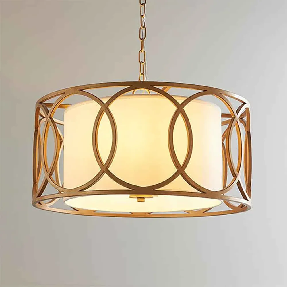 Calhoun Cylindrical Pendant Light - Gold, Fabric image