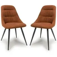 Calhoun Dining Chairs Pair - Burnt Orange, Linen Effect Fabric