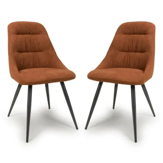 Calhoun Dining Chairs Pair - Burnt Orange, Linen Effect Fabric image