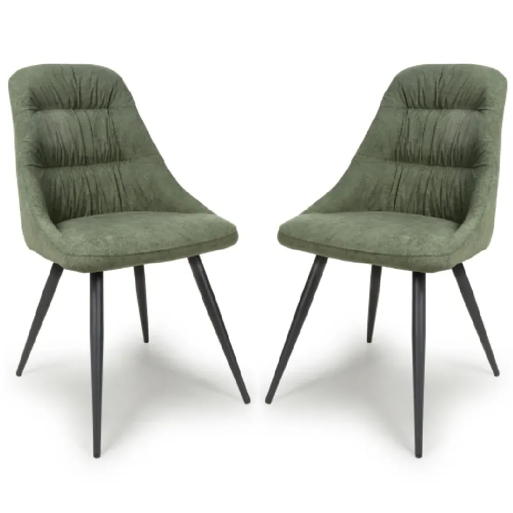 Calhoun Fabric Dining Chairs with Arms - Green, Black Legs image