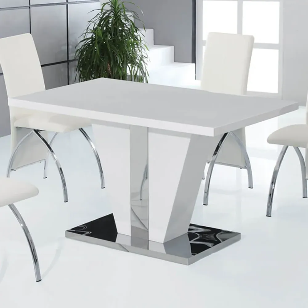 Calhoun High Gloss Dining Table with Steel Base - White image