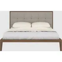 Calhoun King Size Bed Frame with Fabric Headboard - Beige, Walnut