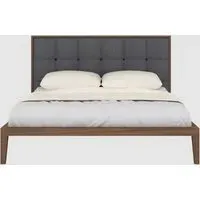 Calhoun King Size Bed Frame with Fabric Headboard - Grey, Walnut