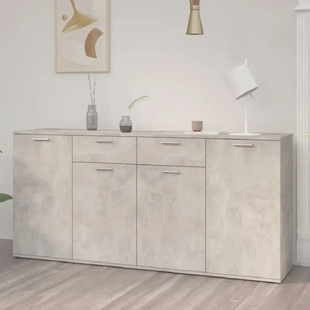 Calhoun Sideboard with 4 Doors 2 Drawers - Grey, Engineered Wood