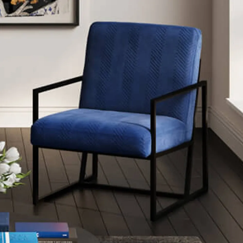 Calhoun Velvet Accent Chair with Metal Frame - Blue image