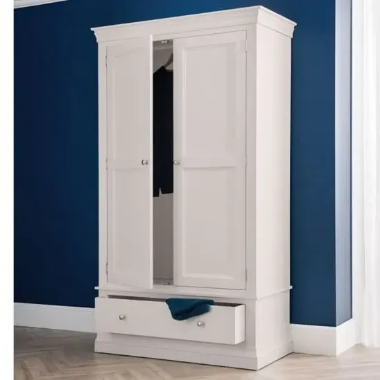 Calida Wardrobe with 2 Doors 1 Drawer - Light Grey