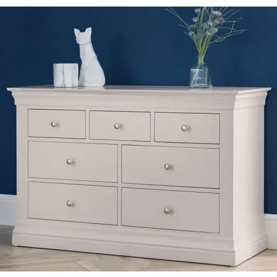 Calida Wide Chest of 7 Drawers - Light Grey