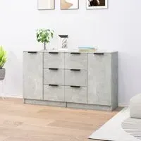Calix Sideboard with 2 Doors 6 Drawers - Concrete Effect
