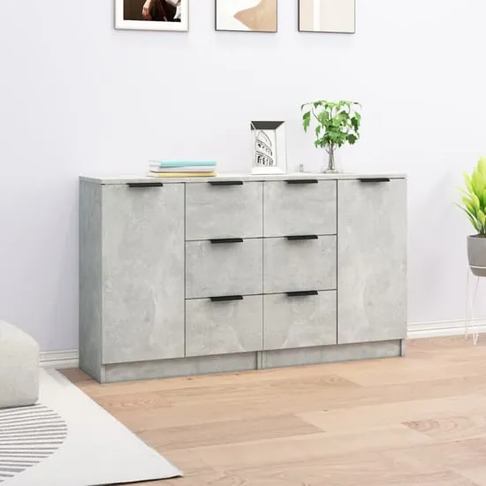 Calix Sideboard with 2 Doors 6 Drawers - Concrete Effect image