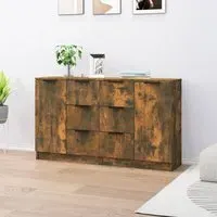 Calix Sideboard with 2 Doors 6 Drawers - Smoked Oak