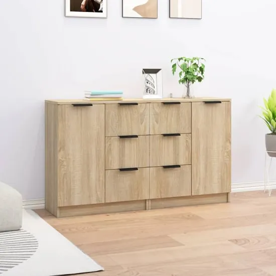 Calix Sideboard with 2 Doors 6 Drawers - Sonoma Oak