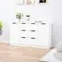 Calix Sideboard with 2 Doors 6 Drawers - White, Engineered Wood