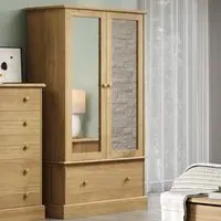 Calixto 2-Door Wardrobe with Drawer - Oak