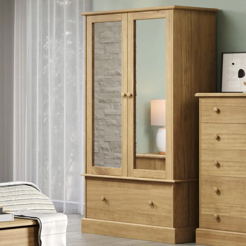 Calixto 2-Door Wardrobe with Drawer - Oak