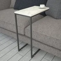 Callen Side Table with Wheeled Metal Frame - Marble Effect alternate view