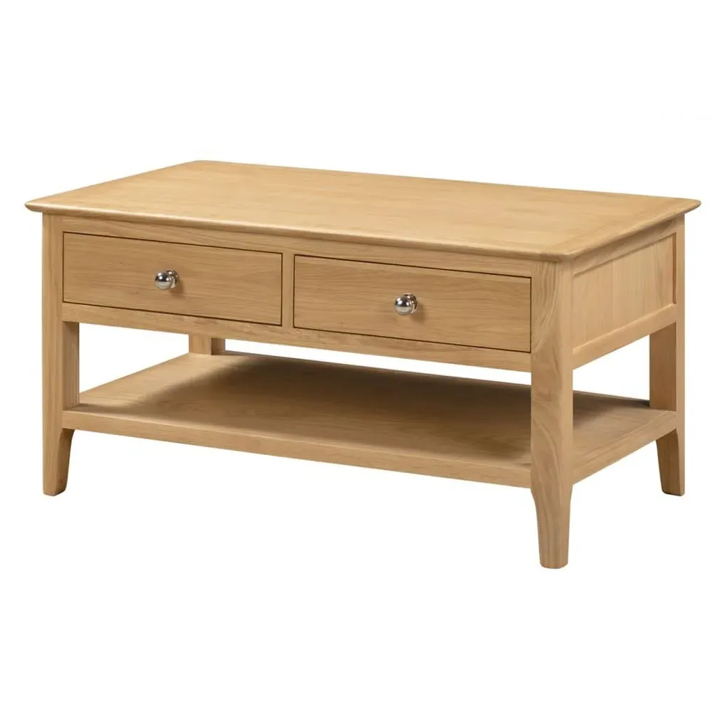 Callia Coffee Table with 2 Drawers - Natural, Oak