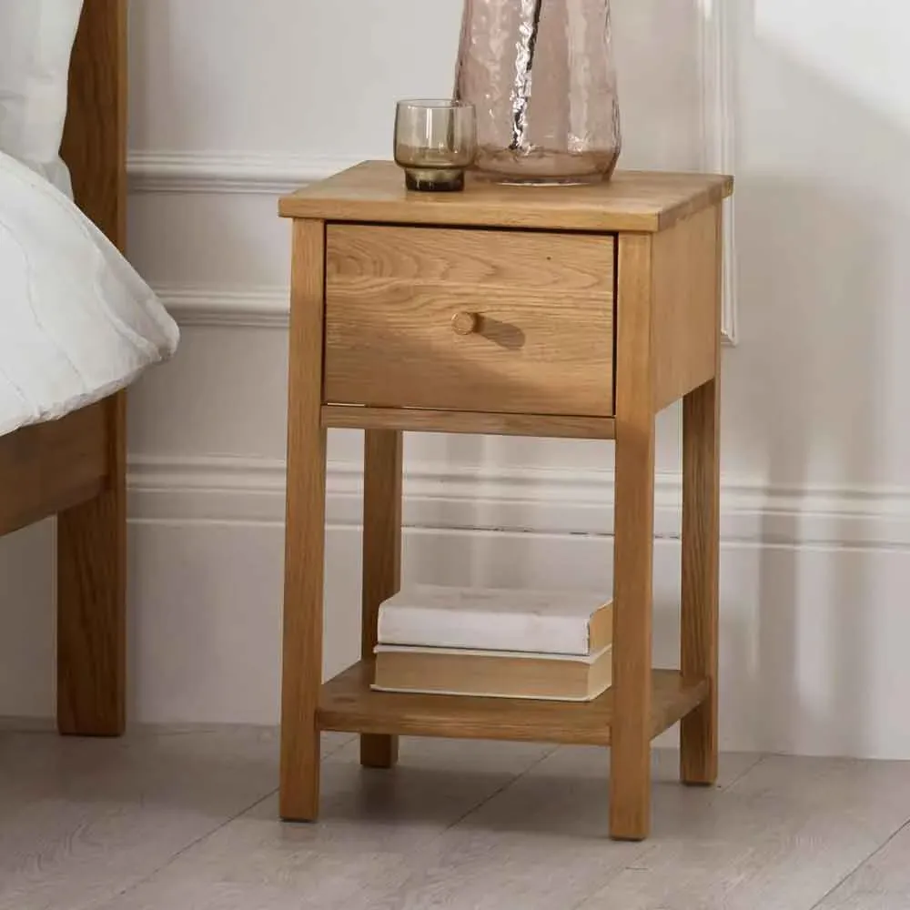 Calliope Bedside Cabinet with 1 Drawer - Oak, Wood product