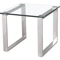 Callison Glass Lamp Table - Clear, Stainless Steel
