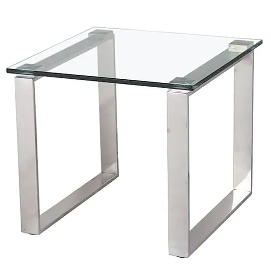 Callison Glass Lamp Table - Clear, Stainless Steel image