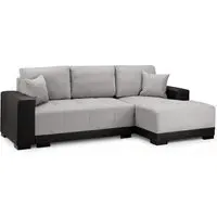 Callison Left Hand Corner Sofa Bed - Black Grey, Leather