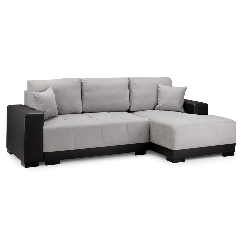 Callison Left Hand Corner Sofa Bed - Black Grey, Leather image