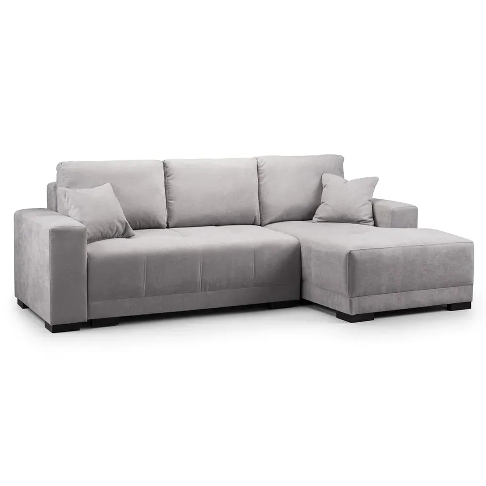 Callison Left Hand Corner Sofa Bed - Grey, Velvet
