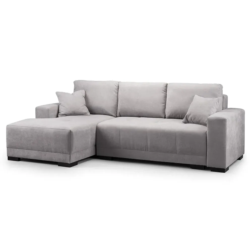 Callison Right Hand Corner Sofa Bed - Grey, Velvet