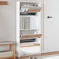 Calvi Shoe Storage Cabinet with 4 Mirror Layers - White alternate view