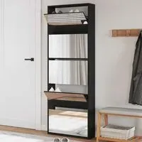 Calvi Shoe Storage Cabinet with 5 Mirror Layers - Black